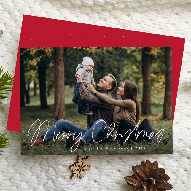Cartes Pour Fêtes Annuelles Simple Joyeux script de Noël photo (Créateur téléchargé)