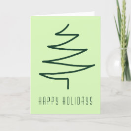 Cartes Pour Fêtes Annuelles Simple main verte tiré Arbre de Noël Abstrait