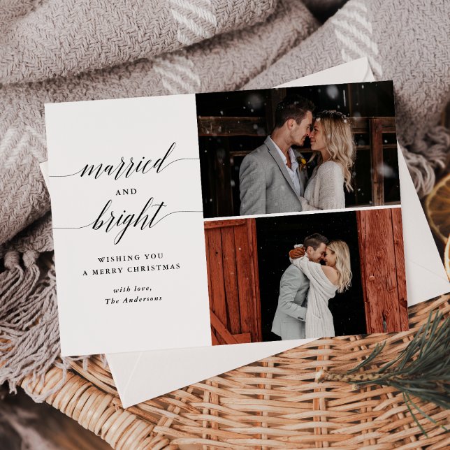 Cartes Pour Fêtes Annuelles Simple marié et Joyeux deux photo Newlyly (Créateur téléchargé)