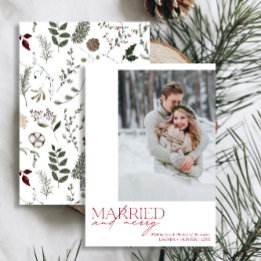Cartes Pour Fêtes Annuelles Simple marié rouge et joyeux marié(e)s photo
