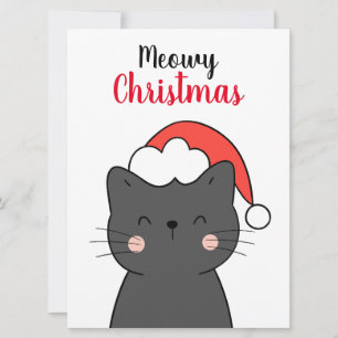 Cartes Pour Fêtes Annuelles Simple mignonne Chat Meowy Noël