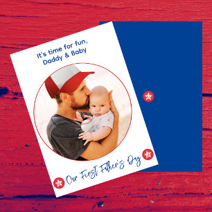 Cartes Pour Fêtes Annuelles Simple mignonne Nouveau papa Famille Photo 1ère Fê