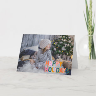 Cartes Pour Fêtes Annuelles Simple mignonne photo pleine couleur typographie v
