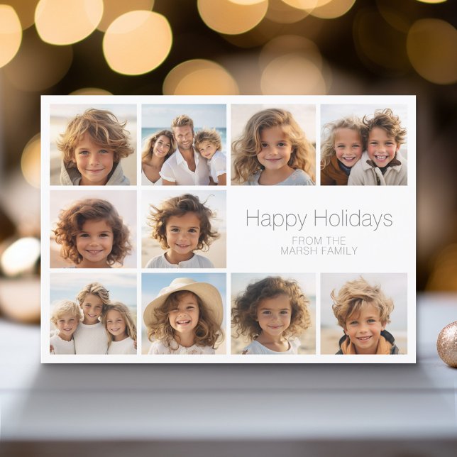 Cartes Pour Fêtes Annuelles Simple Minimal - 10 Photo - Zen Arch Gris Blanc (Modern Holiday Greeting Card with a Family Photo)