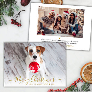 Cartes Pour Fêtes Annuelles Simple Modern Gold Script 2 Photo Noël