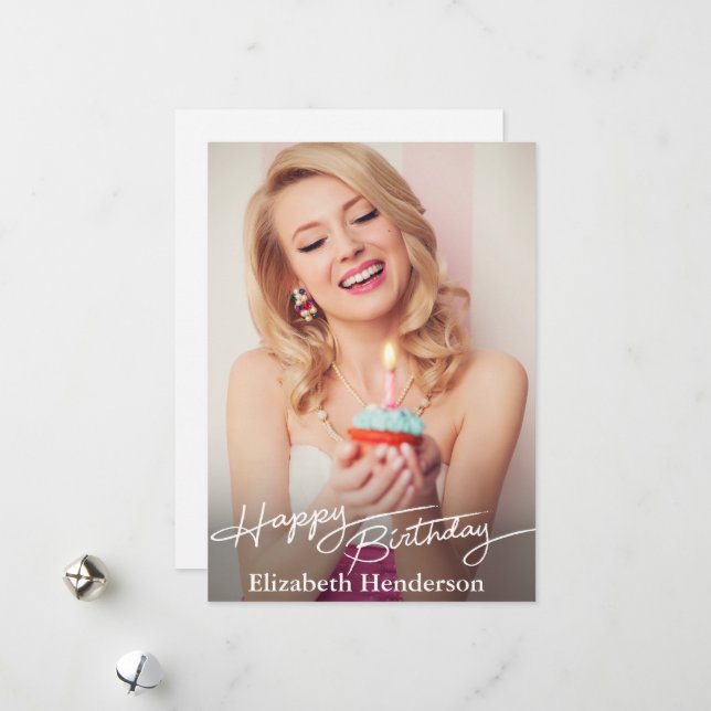 Cartes Pour Fêtes Annuelles Simple Modern Happy Birthday Photo (Devant/Arrière en situation)