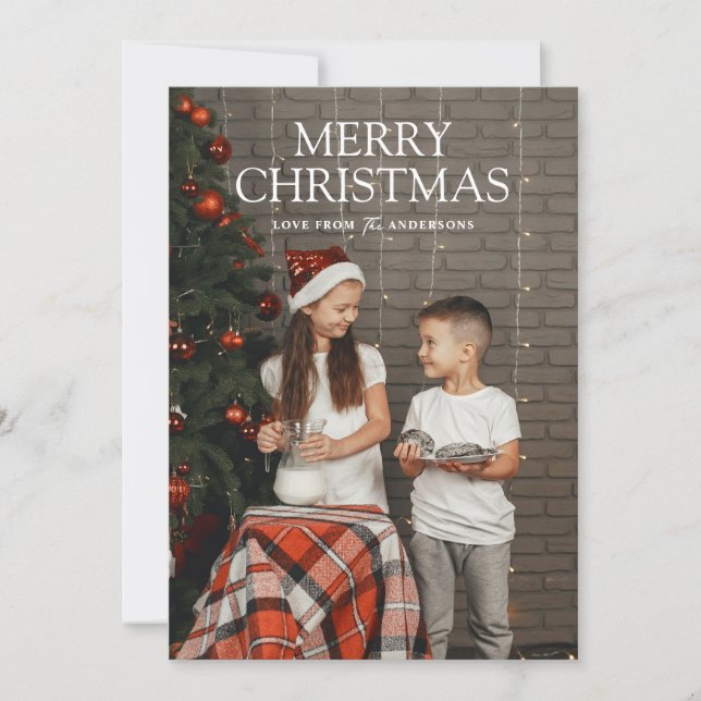 Cartes Pour Fêtes Annuelles Simple Modern Merry Christmas Full Photo Card (Devant)