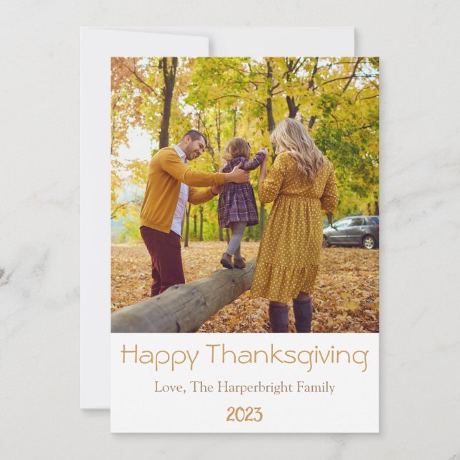 Cartes Pour Fêtes Annuelles Simple moderne automne famille Thanksgiving Photo (Devant)