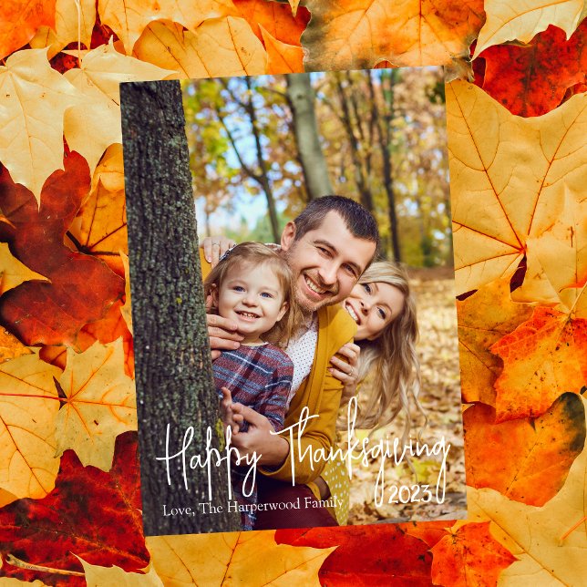 Cartes Pour Fêtes Annuelles Simple moderne automne famille Thanksgiving Photo (Créateur téléchargé)