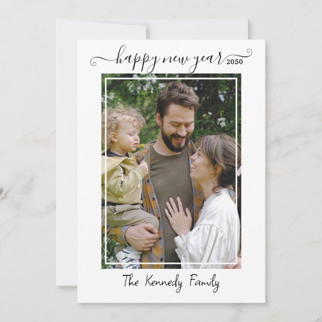 Cartes Pour Fêtes Annuelles Simple Moderne Bonne Année Une Photo (Devant)