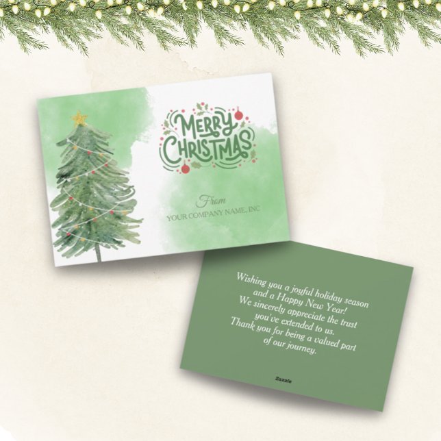 Cartes Pour Fêtes Annuelles Simple moderne de verdure Business Client Noël (A simple yet modern, easy-to-personalize, corporate Christmas greeting card for your clients. )