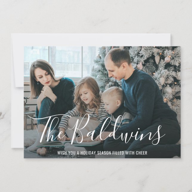 Cartes Pour Fêtes Annuelles Simple moderne élégant Photo de famille Noël (Devant)