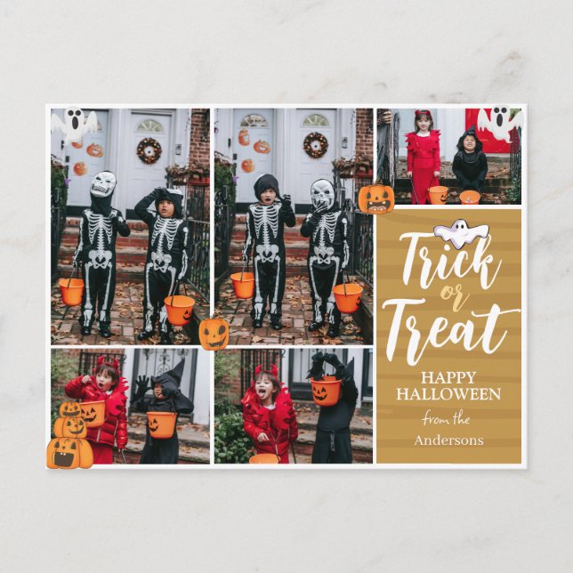 Cartes Pour Fêtes Annuelles Simple moderne Happy Halloween photo collage famil (Devant)