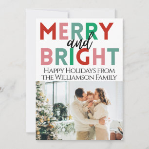 Cartes Pour Fêtes Annuelles Simple moderne Joyeux et brillant couleur une phot