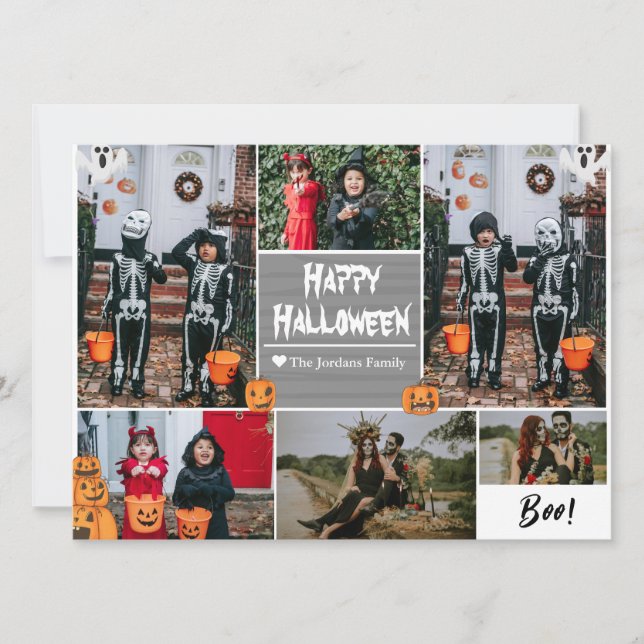 Cartes Pour Fêtes Annuelles Simple Moderne Joyeux Halloween photo collage de f (Devant)