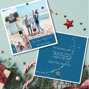 Cartes Pour Fêtes Annuelles Simple moderne Joyeux Noël Bleu blanc Photo