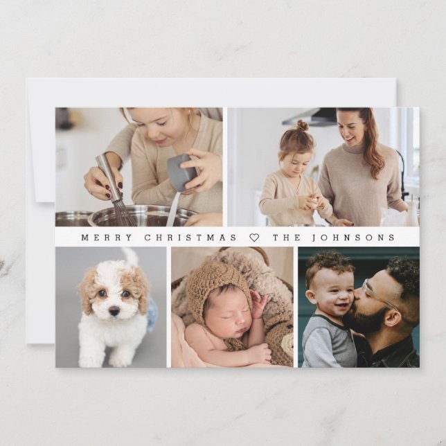 Cartes Pour Fêtes Annuelles Simple moderne Joyeux Noël Famille Photo Collage (Devant)