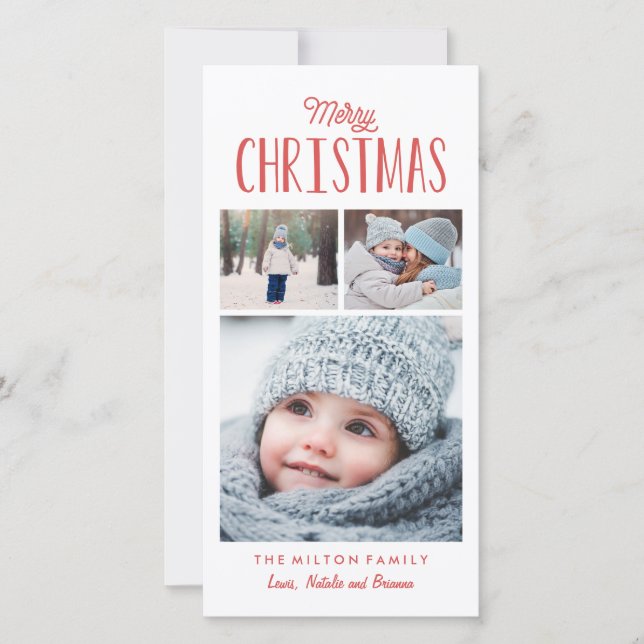 Cartes Pour Fêtes Annuelles Simple moderne Joyeux Noël photo Collage (Devant)