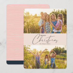 Cartes Pour Fêtes Annuelles Simple moderne Joyeux Noël rose Script photo