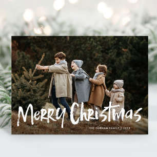 Cartes Pour Fêtes Annuelles Simple moderne Letting deux photos Joyeux Noël