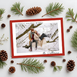 Cartes Pour Fêtes Annuelles Simple Moderne Minimaliste Photo de Noël Rouge Fon