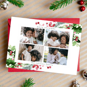 Cartes Pour Fêtes Annuelles Simple moderne Noël Collage 4 Greeting Photo