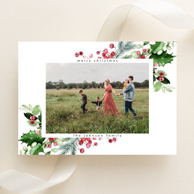 Cartes Pour Fêtes Annuelles Simple moderne Noël Neige Blanche Photo (Créateur téléchargé)