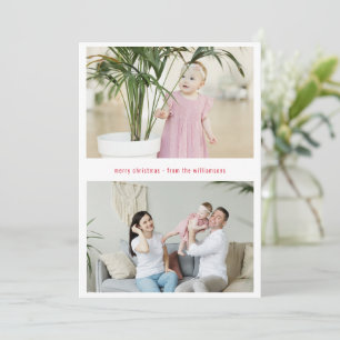 Cartes Pour Fêtes Annuelles Simple moderne rouge Joyeux Noël Trois photos
