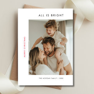 Cartes Pour Fêtes Annuelles Simple Moderne Tout Est Lumineux Rouge Photo Noël
