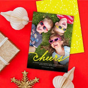 Cartes Pour Fêtes Annuelles Simple Néon Jaune Cheval Calligraphie Script Photo