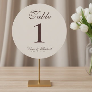 Cartes Pour Fêtes Annuelles Simple Neutral Brown Wedding Table Number