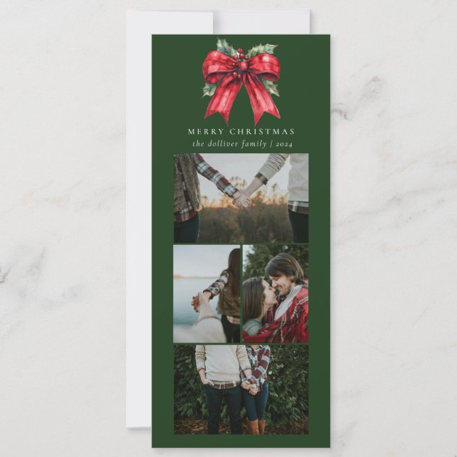 Cartes Pour Fêtes Annuelles Simple Noël aquarelle ruban photo Collage (Devant)