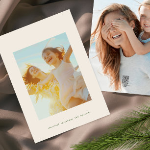 Cartes Pour Fêtes Annuelles Simple Noël Editable Green Cream Photo personnalis