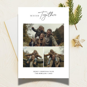 Cartes Pour Fêtes Annuelles Simple Noël Merrier Ensemble Photo de famille