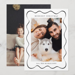 Cartes Pour Fêtes Annuelles Simple Noël Noir et Blanc Deux Photos