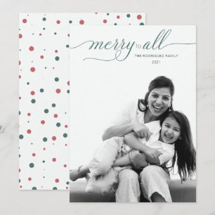 Cartes Pour Fêtes Annuelles Simple Noël Photo Complète Rose Vert Chasseur