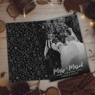 Cartes Pour Fêtes Annuelles Simple Noir & Blanc Joyeux Et Marié Photo