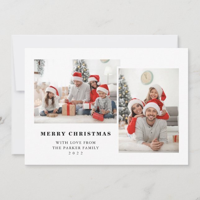 Cartes Pour Fêtes Annuelles Simple noir et blanc Trois photos Joyeux Noël (Devant)