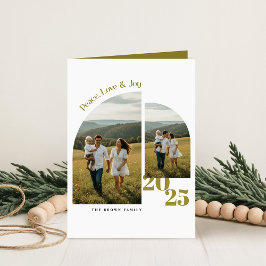 Cartes Pour Fêtes Annuelles Simple Olive Green Arch Family Photo Christmas
