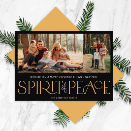 Cartes Pour Fêtes Annuelles Simple Paix Photo Black Gold