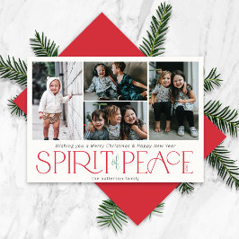 Cartes Pour Fêtes Annuelles Simple Paix Photo Vert Rouge
