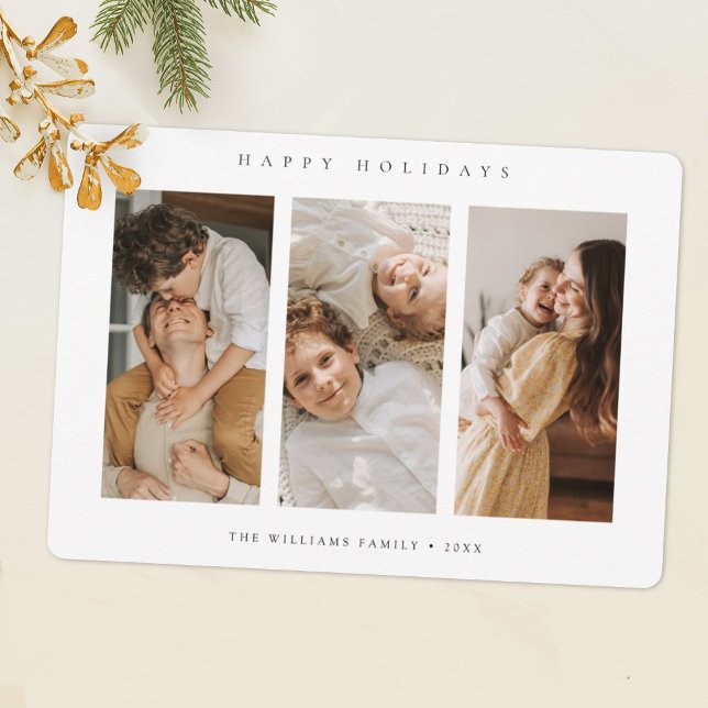 Cartes Pour Fêtes Annuelles Simple personnalisation 3 photo Collage Noël | (Créateur téléchargé)