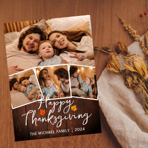 Cartes Pour Fêtes Annuelles Simple photo de famille rustique en bois pour la f