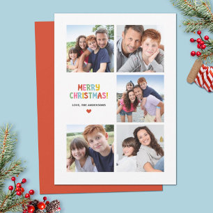 Cartes Pour Fêtes Annuelles Simple photo de Noël colorée moderne