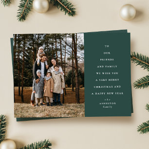 Cartes Pour Fêtes Annuelles Simple photo de type sapin de Noël vert classique