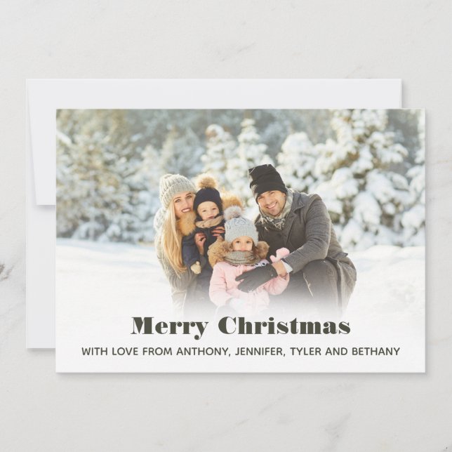 Cartes Pour Fêtes Annuelles Simple Photo Joyeux Message de Noël (Devant)
