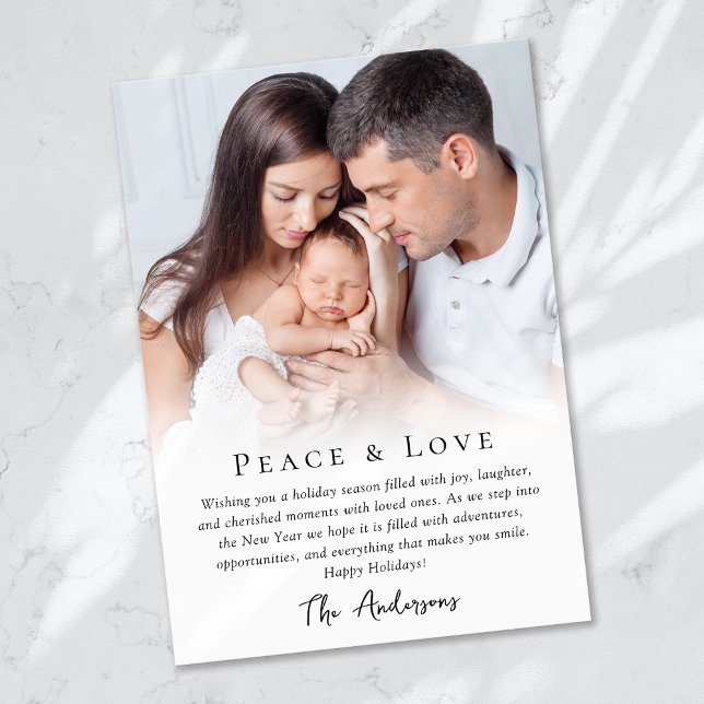 Cartes Pour Fêtes Annuelles Simple Photo Paix & Amour (Créateur téléchargé)