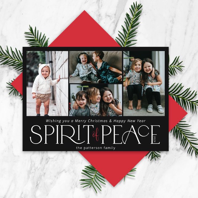 Cartes Pour Fêtes Annuelles Simple Photo Paix Noir (Créateur téléchargé)