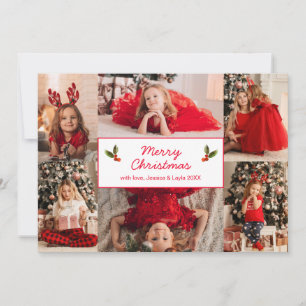 Cartes Pour Fêtes Annuelles Simple photo rouge Collage moderne Noël