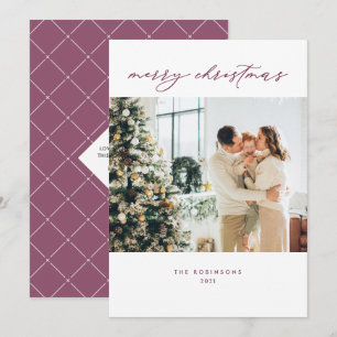 Cartes Pour Fêtes Annuelles Simple Plum Purple Script moderne Photo de Noël